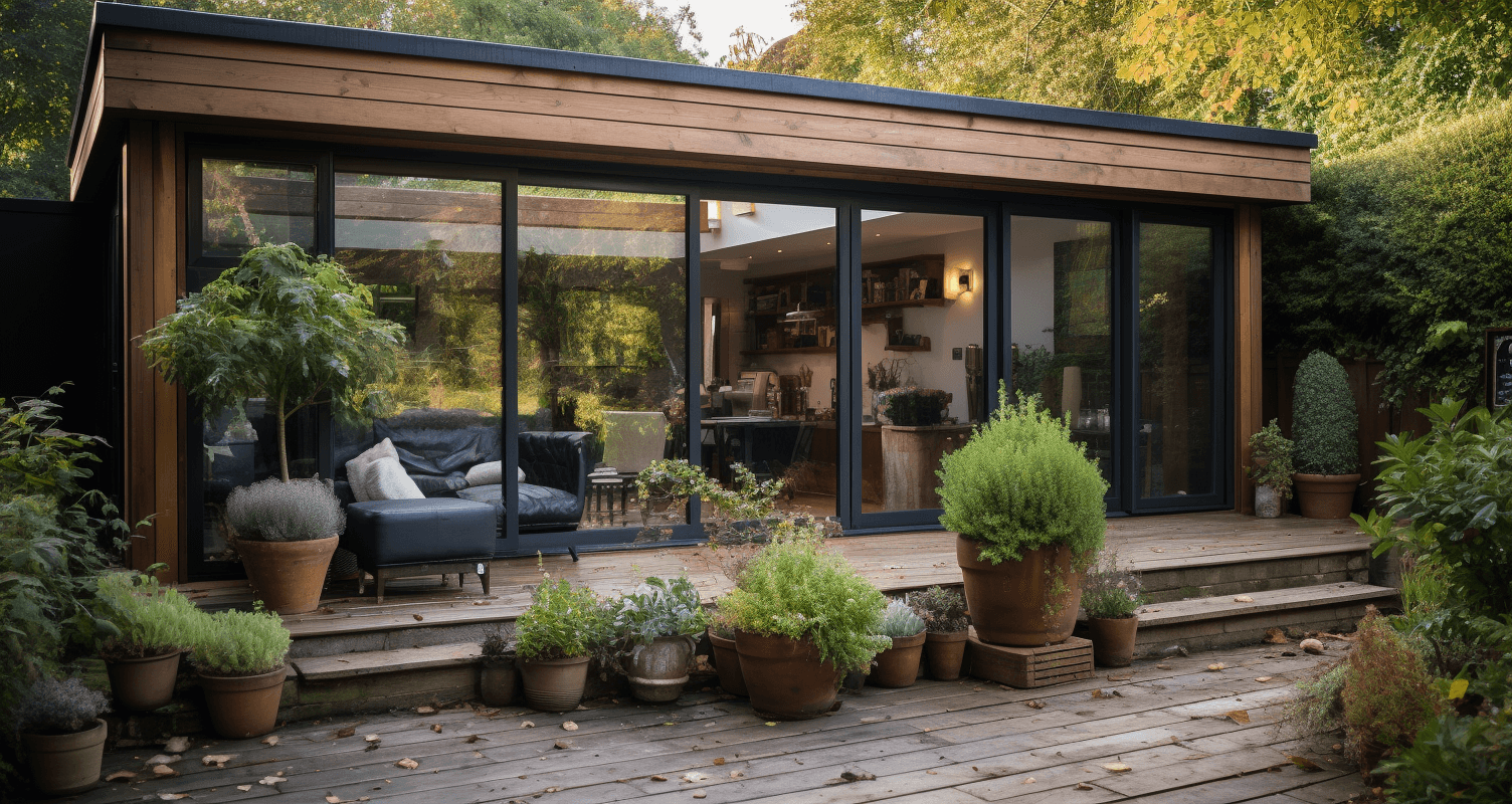 A summer house extension with floor-to-ceiling windows